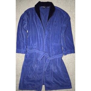 Vintage Polo Ralph Lauren Bath Robe One Size Mens L/XL Blue Black Pony